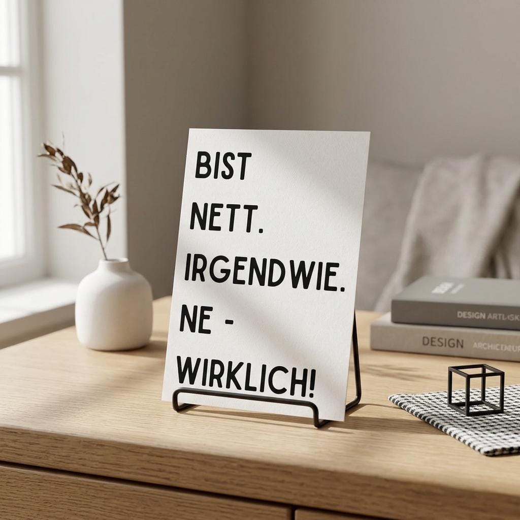 Geschenkkarte "Bist nett. Irgendwie. Ne - Wirklich" zum Verschenken, schwarzer Humor