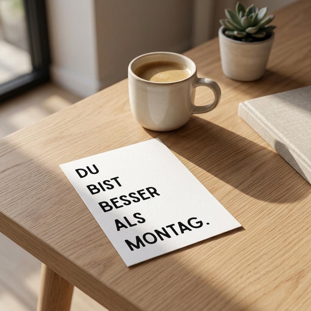Lustige Karte „Du bist besser als Montag.“ – witzige Spruchkarte DIN A6 für Freund:innen & Partner
