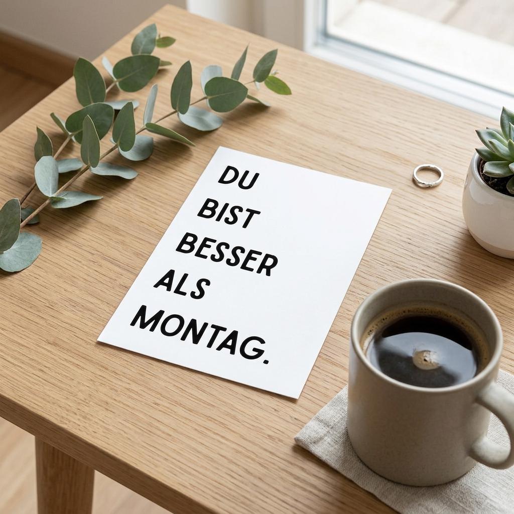 Lustige Karte „Du bist besser als Montag.“ – witzige Spruchkarte DIN A6 für Freund:innen & Partner