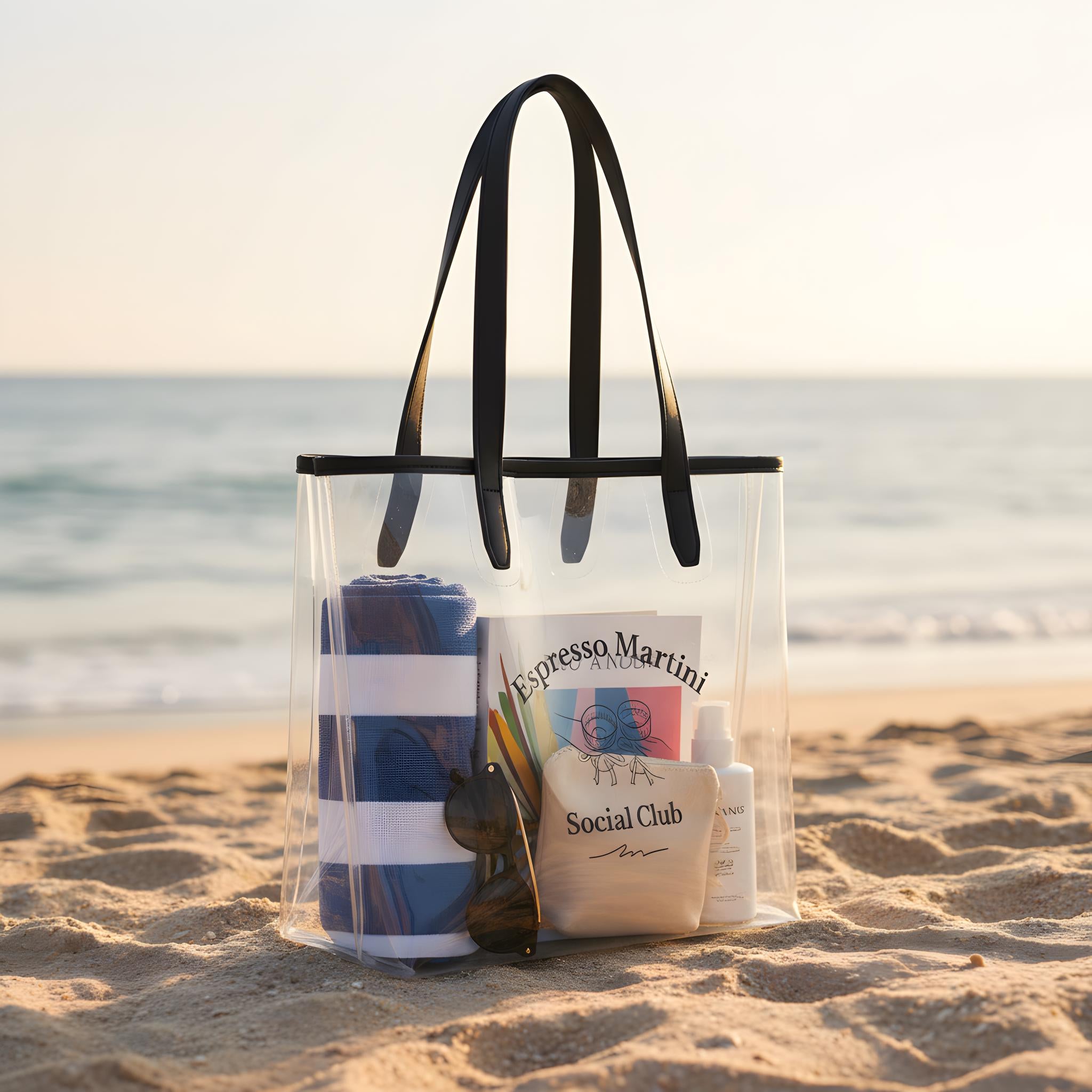 Durchsichtige Tasche „Espresso Martini Social Club“ – transparente Stadiontasche / Clear Bag