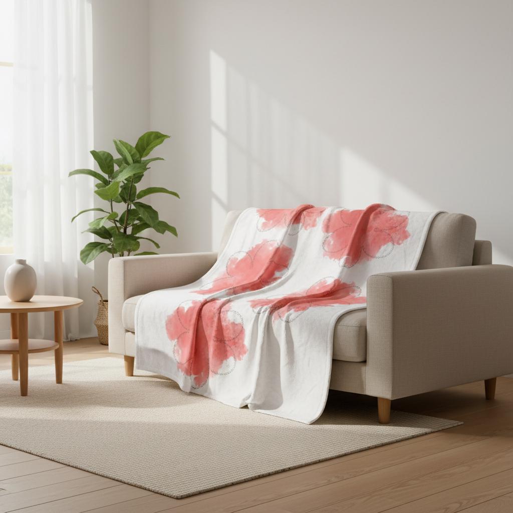 Humor Decke „Boob Flower“ – weiche Sofadecke mit verspieltem Blumenmuster, 127 × 152 cm, verschiedene Farben