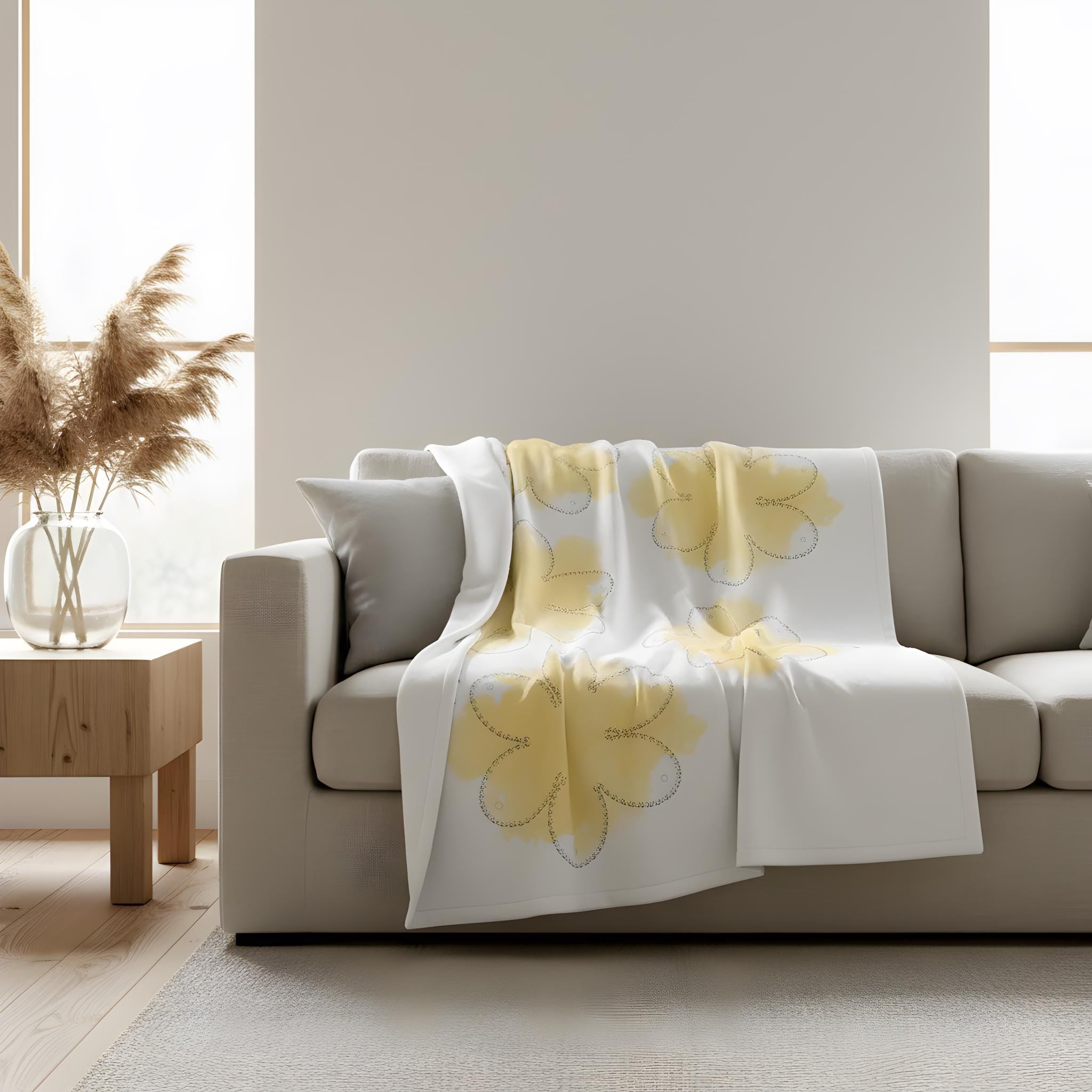 Humor Decke „Boob Flower“ – weiche Sofadecke mit verspieltem Blumenmuster, 127 × 152 cm, verschiedene Farben
