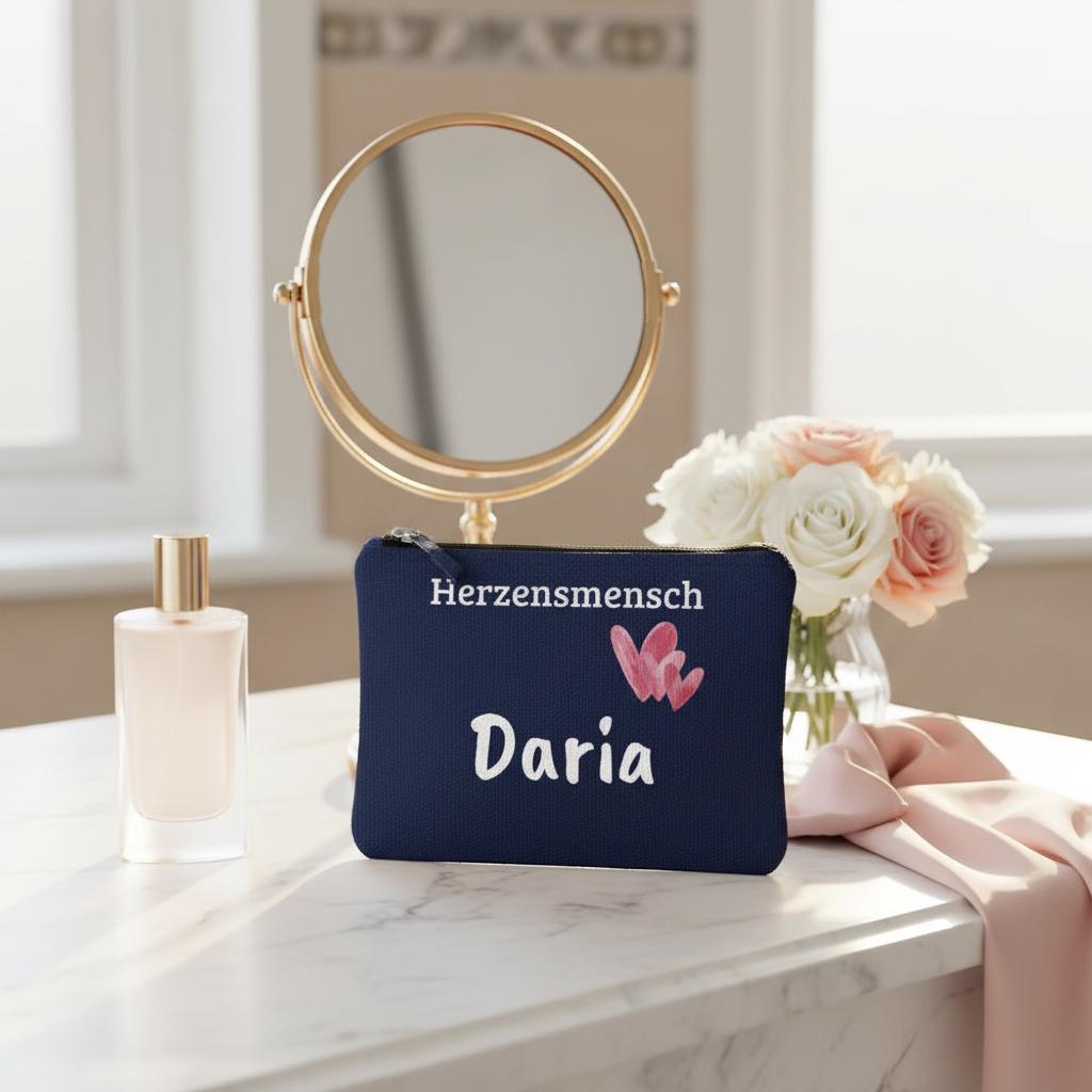 Kosmetiktasche "Herzensmensch", personalisierbar, Geschenkidee, beste Freundin, JGA