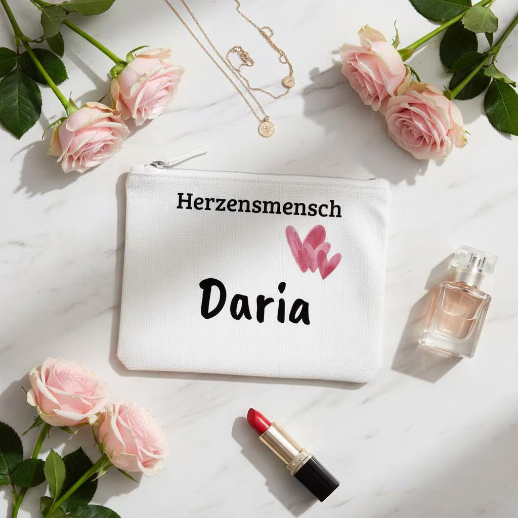 Kosmetiktasche "Herzensmensch", personalisierbar, Geschenkidee, beste Freundin, JGA