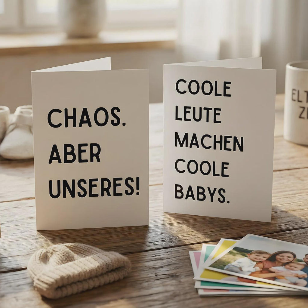 Geschenkkarte Chaos. Aber Unseres! – Faltkarte für Familien, Paare, witziger Spruch, Grußkarte, Geburtstag, Freundschaft
