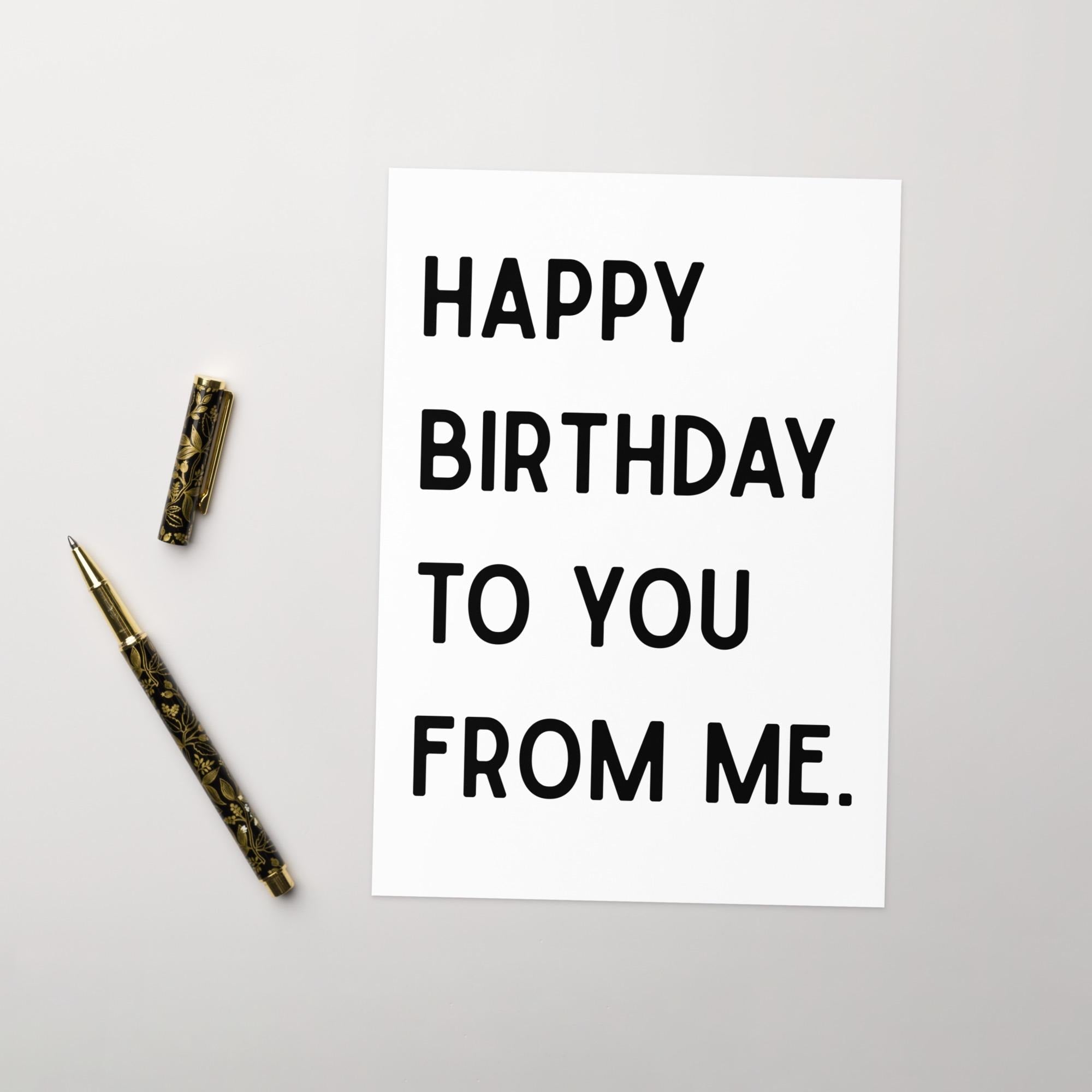 Geschenkkarte "Happy Birthday to you from me", weiß, hochwertig und minimalistisch
