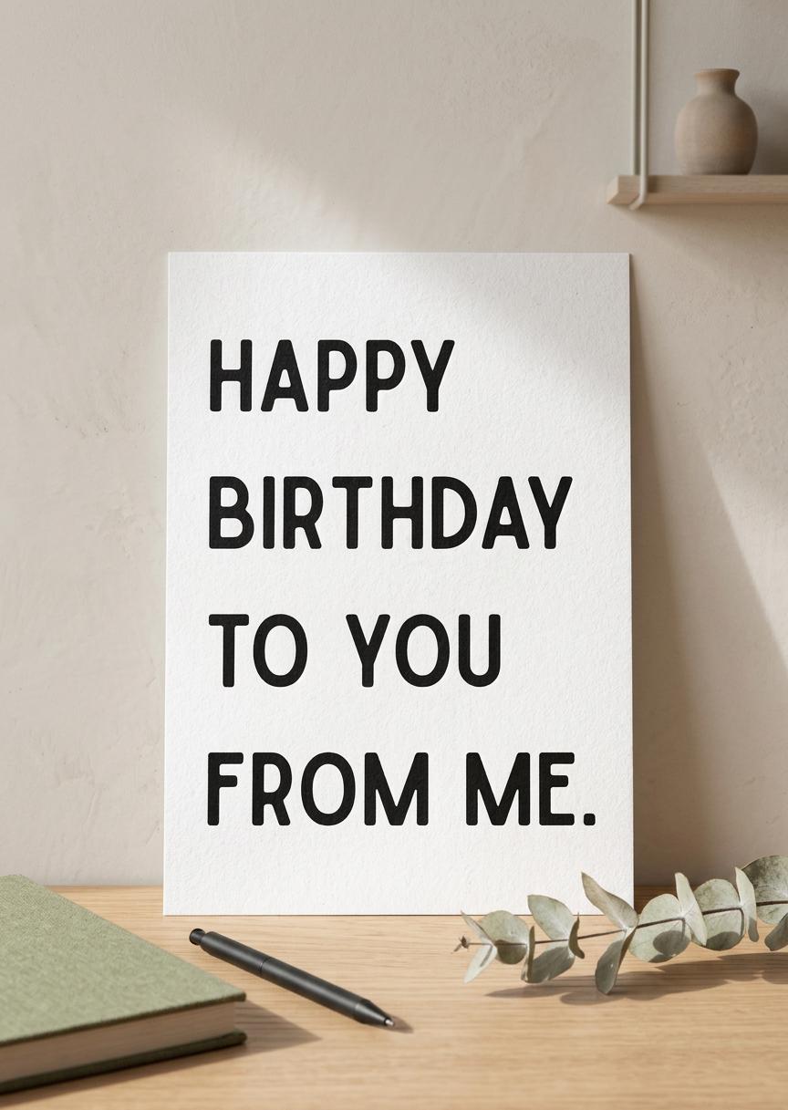 Geschenkkarte "Happy Birthday to you from me", weiß, hochwertig und minimalistisch