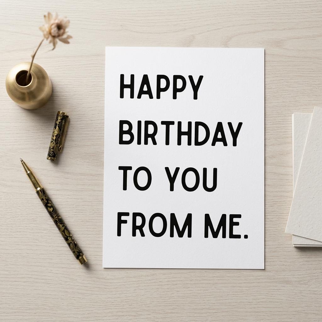 Geschenkkarte "Happy Birthday to you from me", weiß, hochwertig und minimalistisch