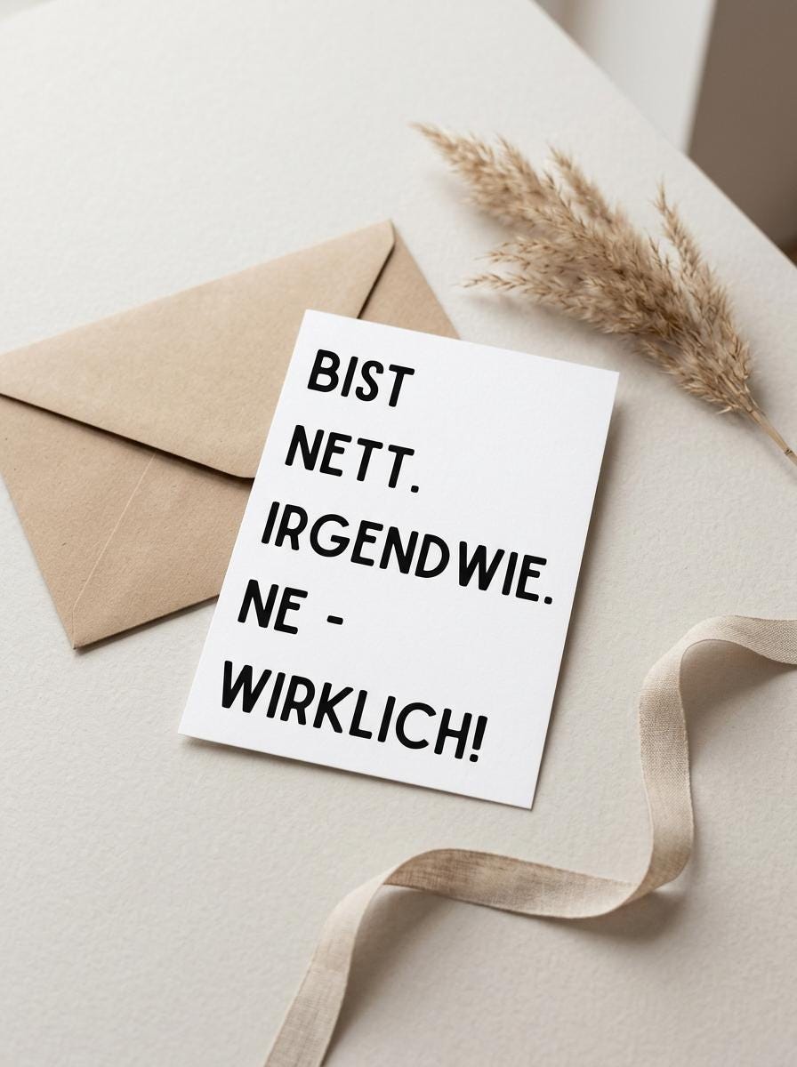 Geschenkkarte "Bist nett. Irgendwie. Ne - Wirklich" zum Verschenken, schwarzer Humor