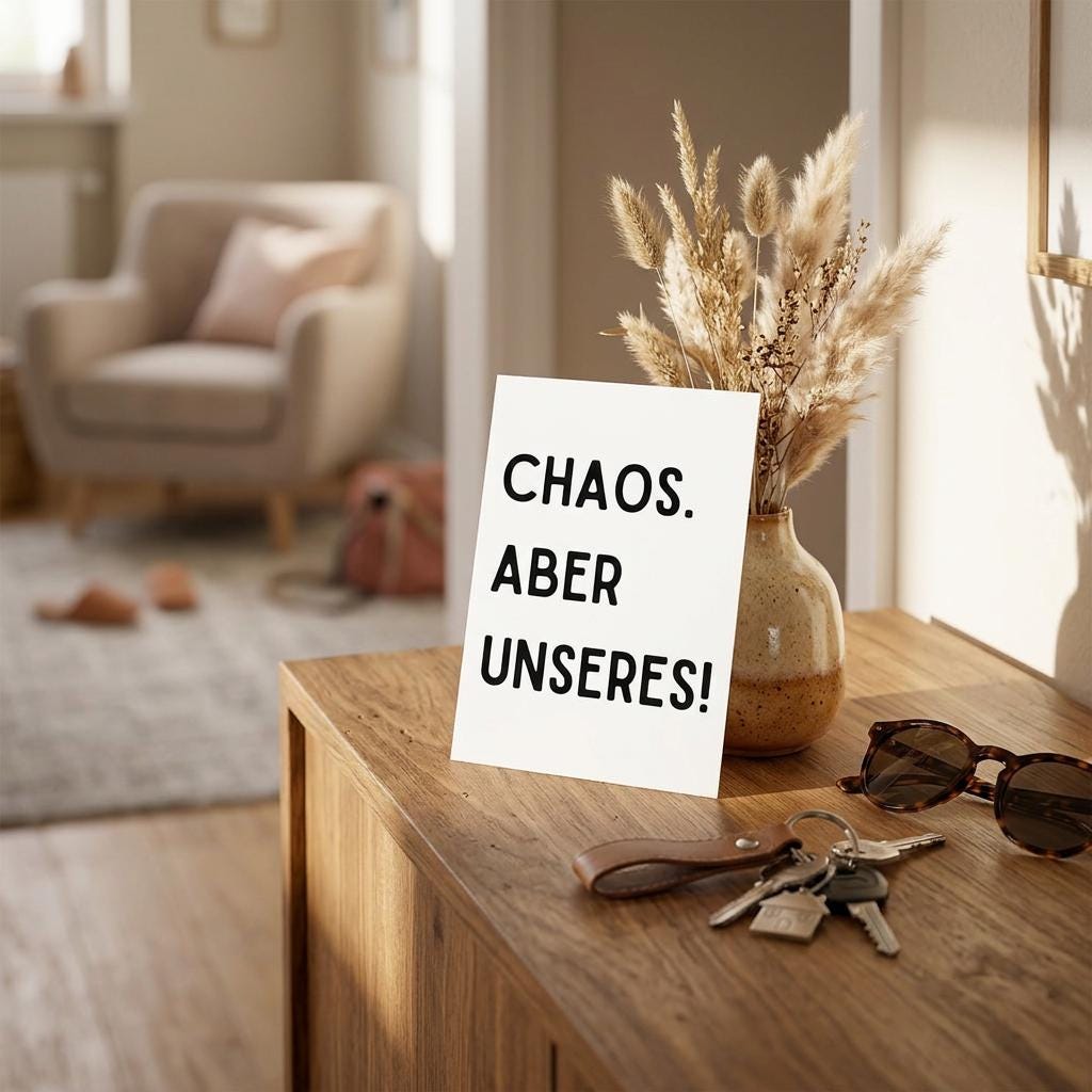 Lustige Karte „Chaos. Aber unseres!“ – witzige Spruchkarte DIN A6 inkl. Umschlag