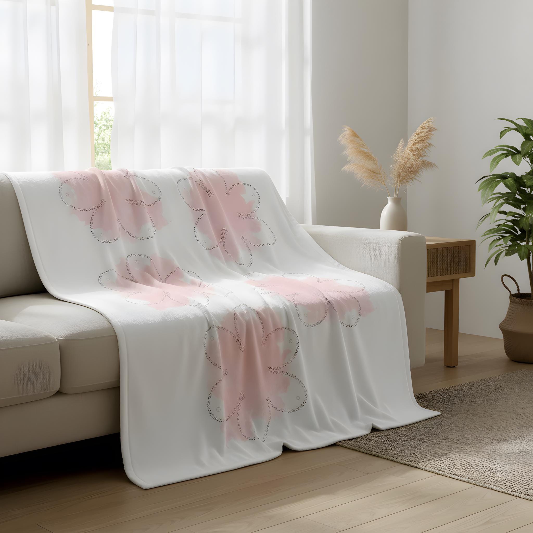 Humor Decke „Boob Flower“ – weiche Sofadecke mit verspieltem Blumenmuster, 127 × 152 cm, verschiedene Farben