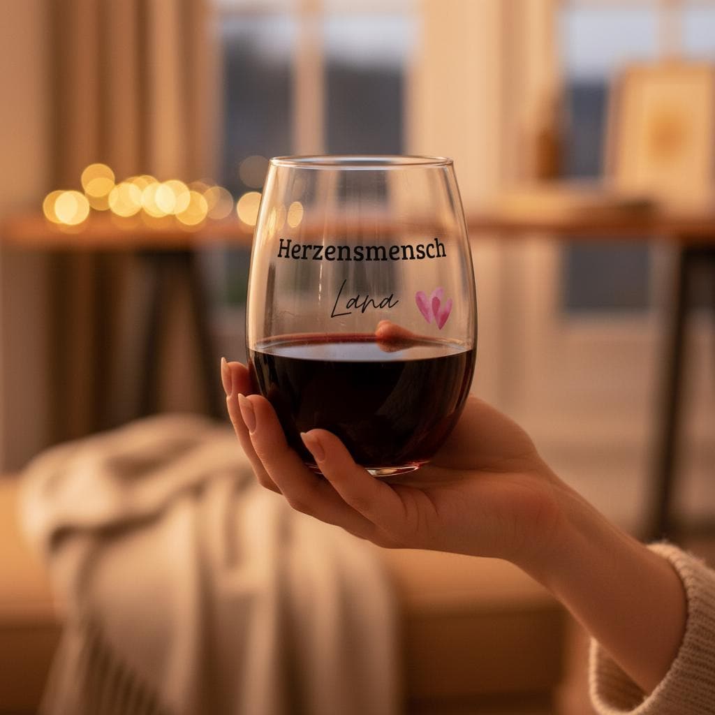 Weinglas ohne Stiel, Herzensmensch, Lieblingsmensch, mit Namen, personalisierbar, Geschenk beste Freundin