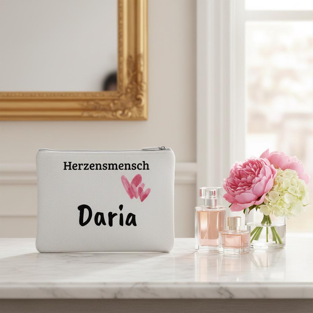 Kosmetiktasche "Herzensmensch", personalisierbar, Geschenkidee, beste Freundin, JGA