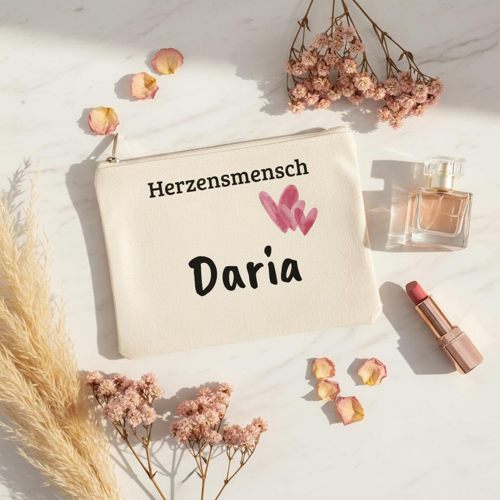 Kosmetiktasche "Herzensmensch", personalisierbar, Geschenkidee, beste Freundin, JGA