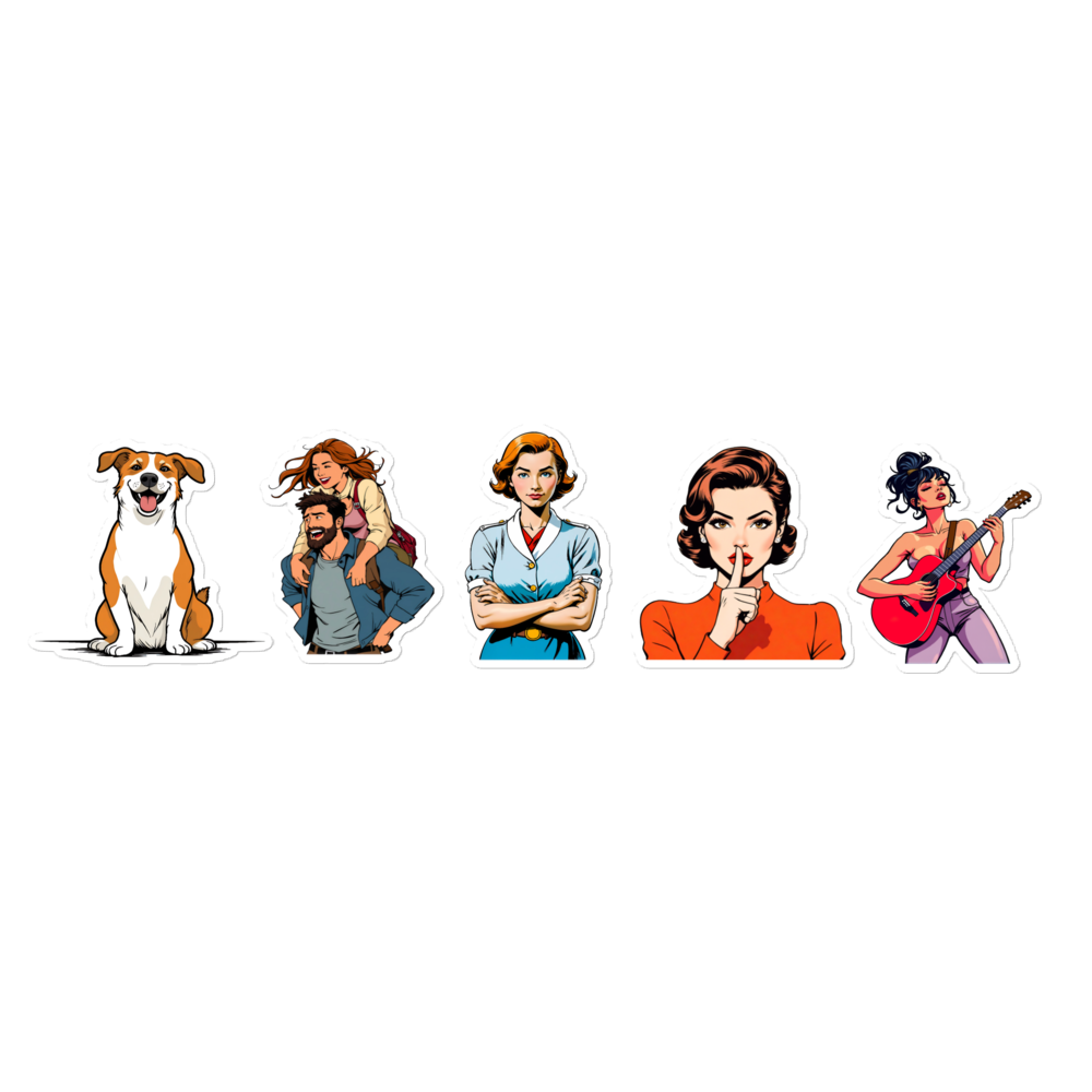 Comic-Sticker Set | Blasenfreie Vinyl-Aufkleber im Retro-Abenteuer-Stil