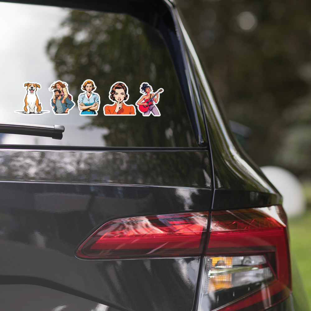Comic-Sticker Set | Blasenfreie Vinyl-Aufkleber im Retro-Abenteuer-Stil