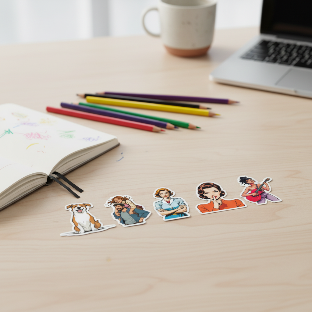 Comic-Sticker Set | Blasenfreie Vinyl-Aufkleber im Retro-Abenteuer-Stil