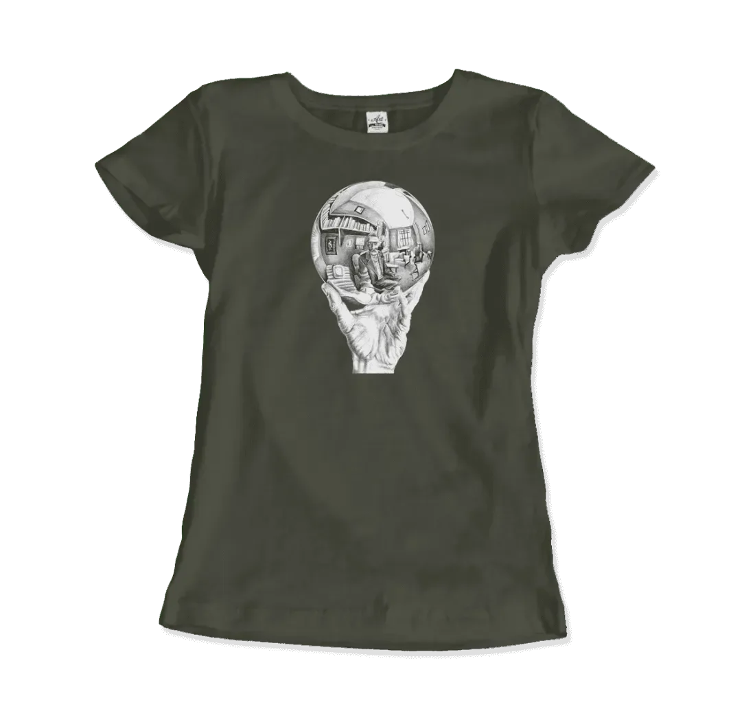 T-Shirt M.C. Escher Hand With Reflective Globe