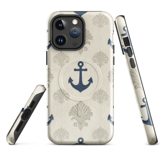 MagSafe®-Hülle „Vintage Anker Creme“ | Zweischichtige iPhone-Hülle mit Ornament- & Anker-Print