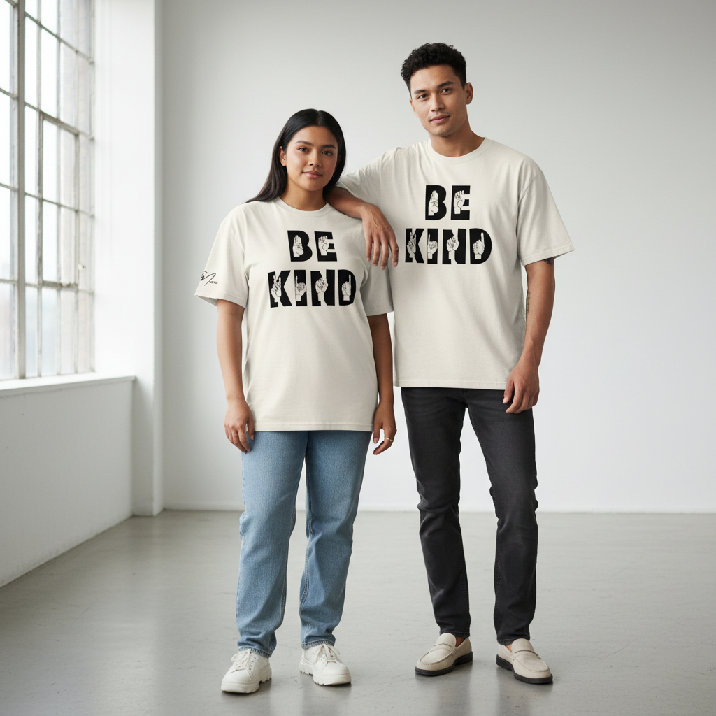 Oversized T-Shirt „Be Kind“ | Verwaschener Unisex-Look