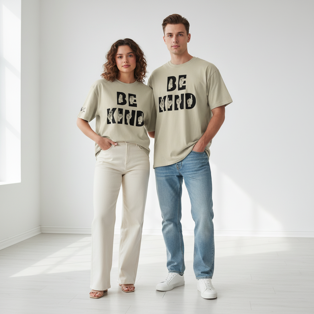 Oversized T-Shirt „Be Kind“ | Verwaschener Unisex-Look