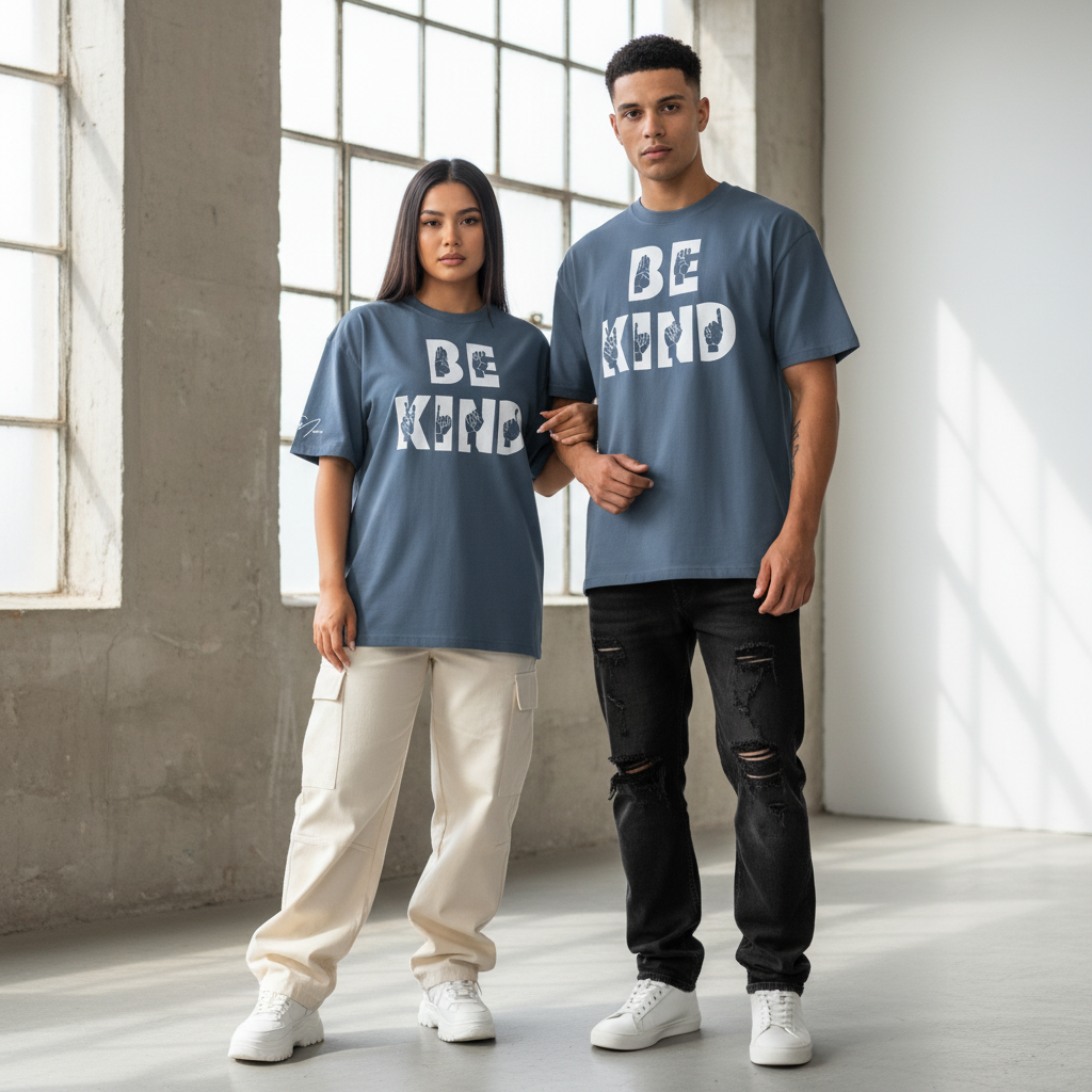 Oversized T-Shirt „Be Kind“ | Verwaschener Unisex-Look