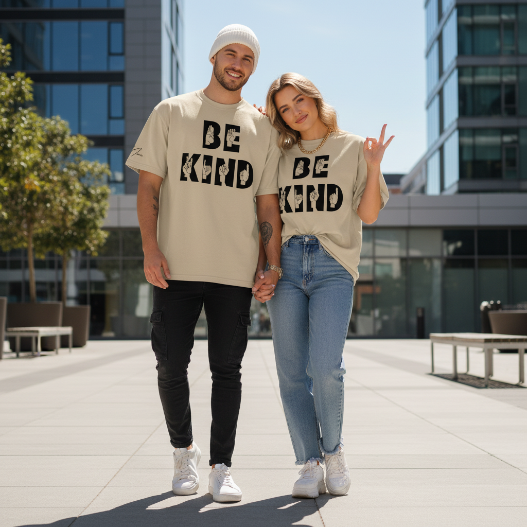 Oversized T-Shirt „Be Kind“ | Verwaschener Unisex-Look