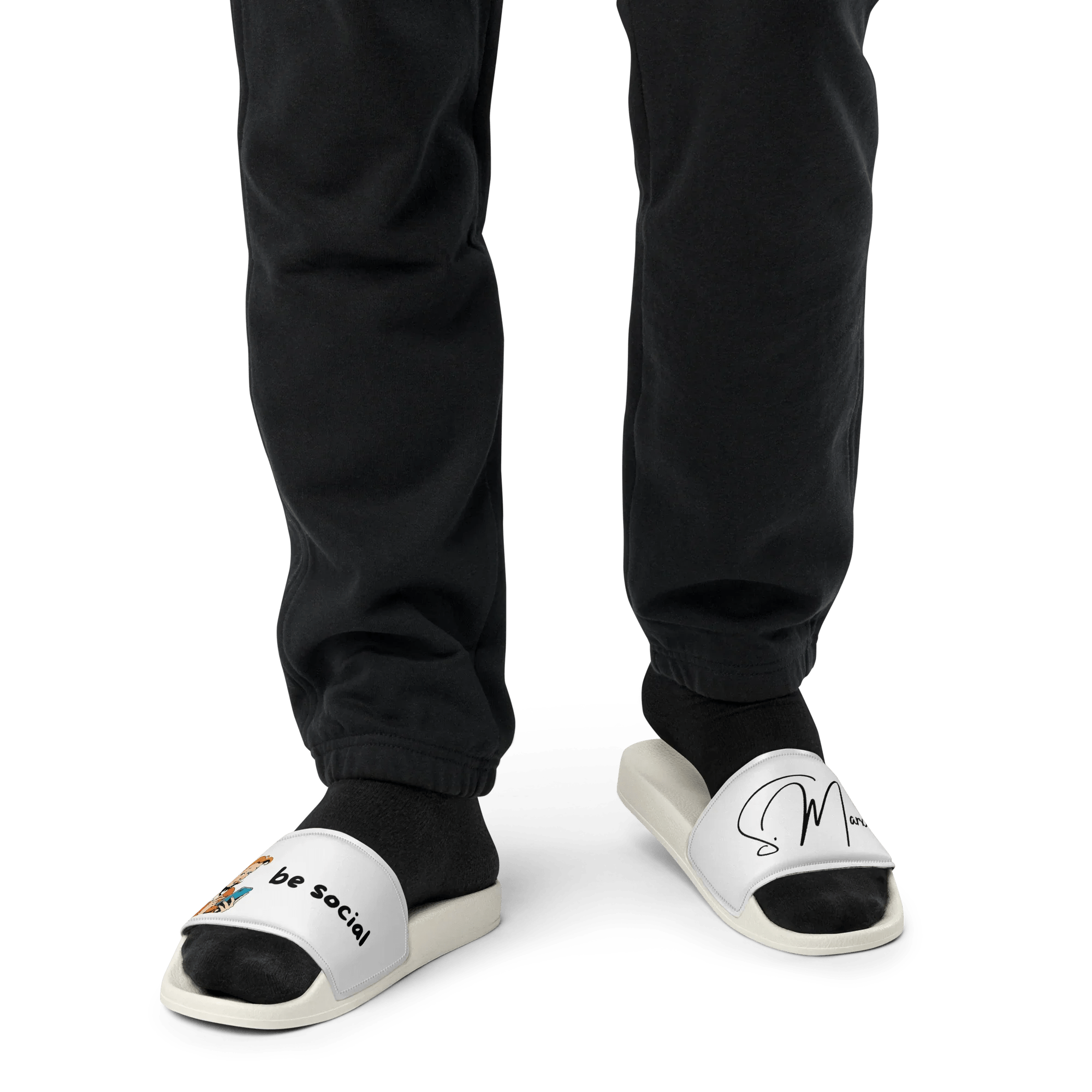 Moderne Badelatschen "be social" für Männer - Slippers - flyliving