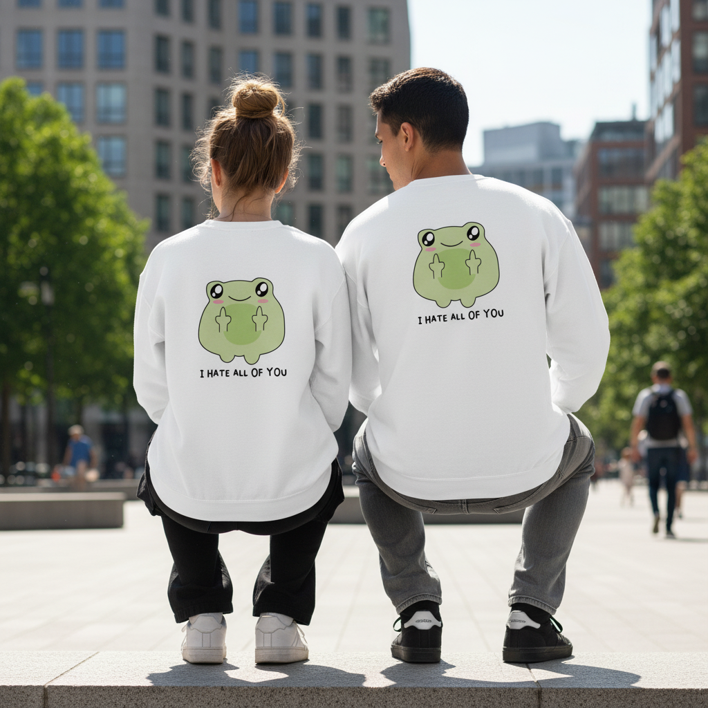 I Hate All Of You Frosch Sweatshirt – Lustiger Slogan Pullover mit sarkastischem Design