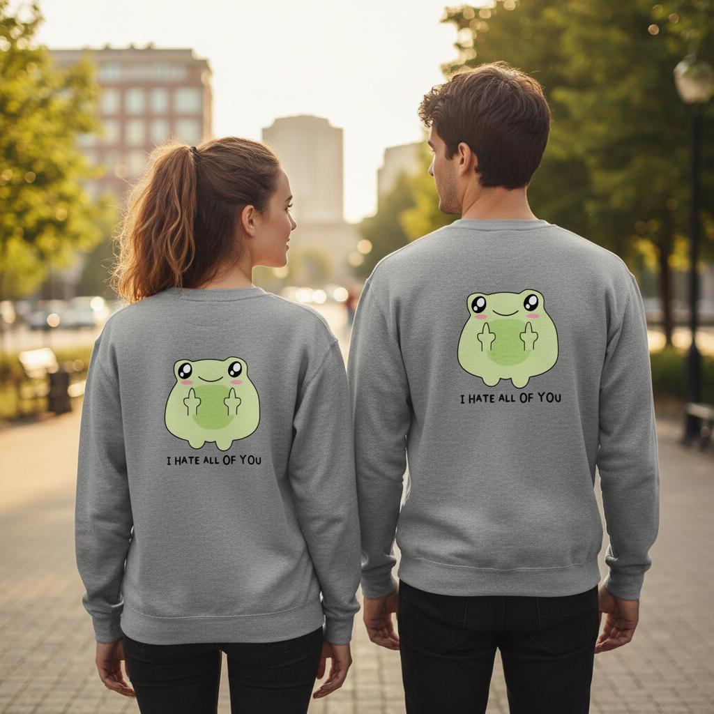 I Hate All Of You Frosch Sweatshirt – Lustiger Slogan Pullover mit sarkastischem Design