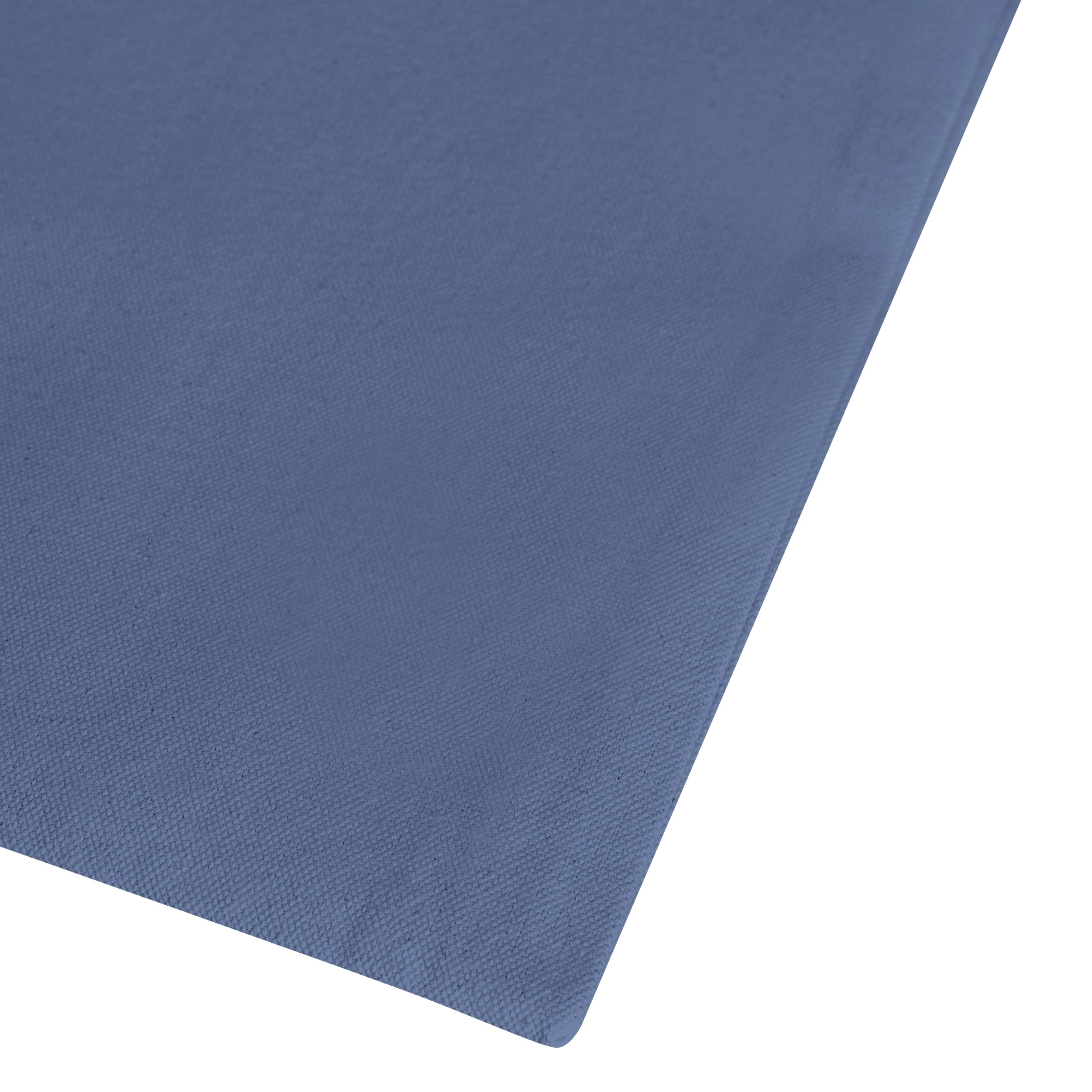 Blauer Jutebeutel mit Aufdruck von flyliving, aus Bio-Baumwolle mit Textur, angeschnitten dargestellt.