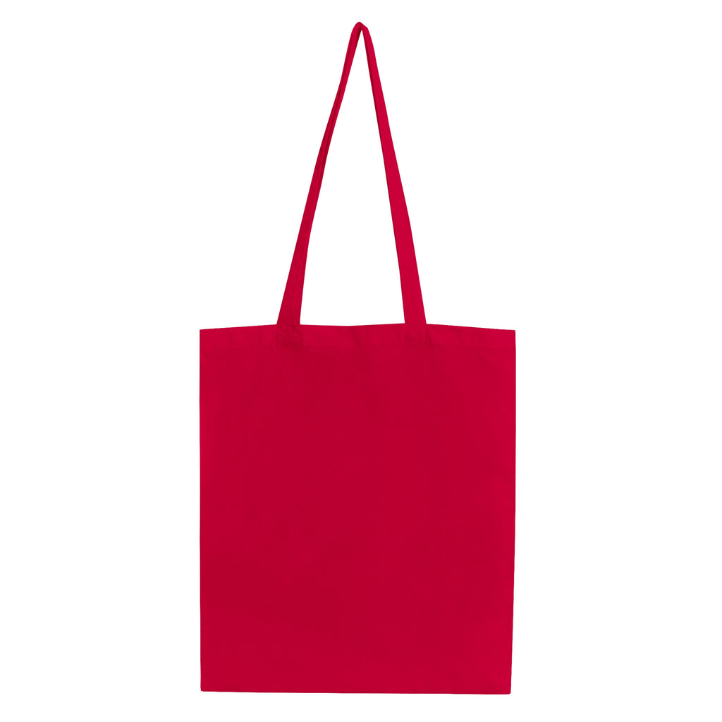 Rote Stofftasche aus Bio-Baumwolle mit langen Henkeln von flyliving.