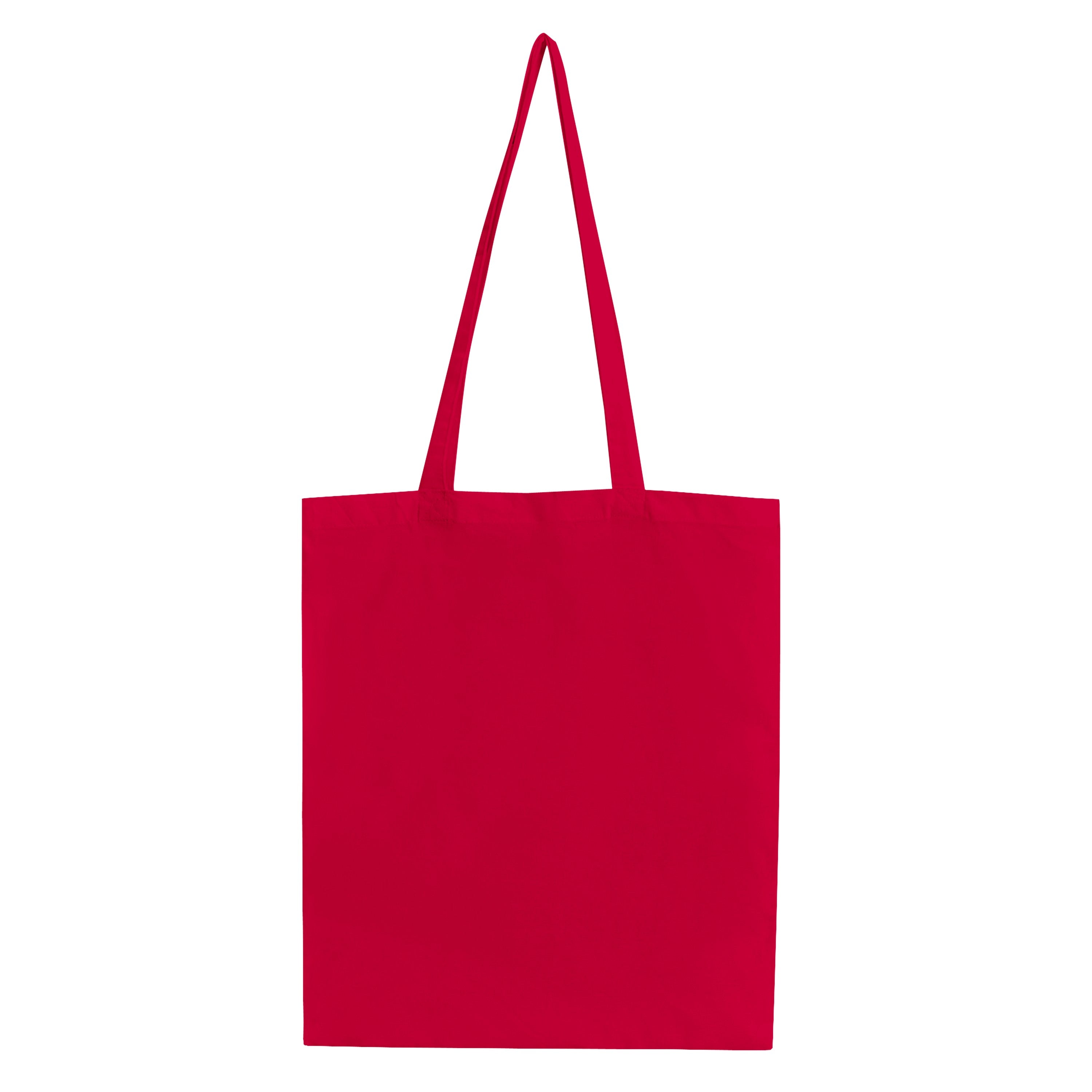 Rote Stofftasche aus Bio-Baumwolle mit langen Henkeln von flyliving.