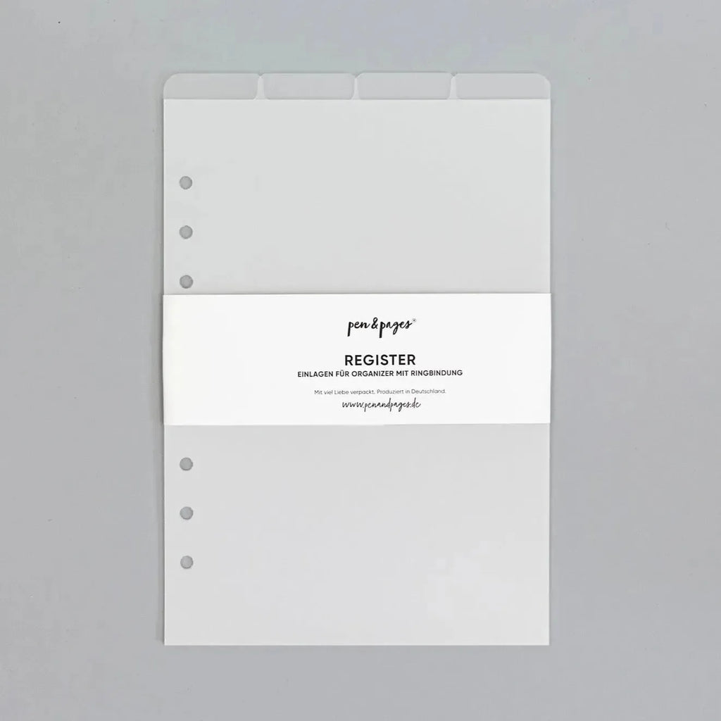 Register für Ringplaner - Tabs oben - "schwarz & transparent" - (A5 & A6)