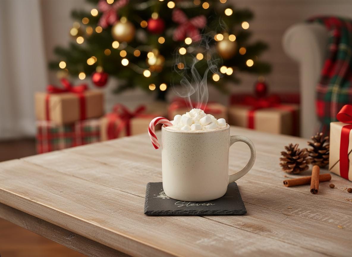 Personalisierter Schieferuntersetzer Weihnachten mit Name graviert - flyliving