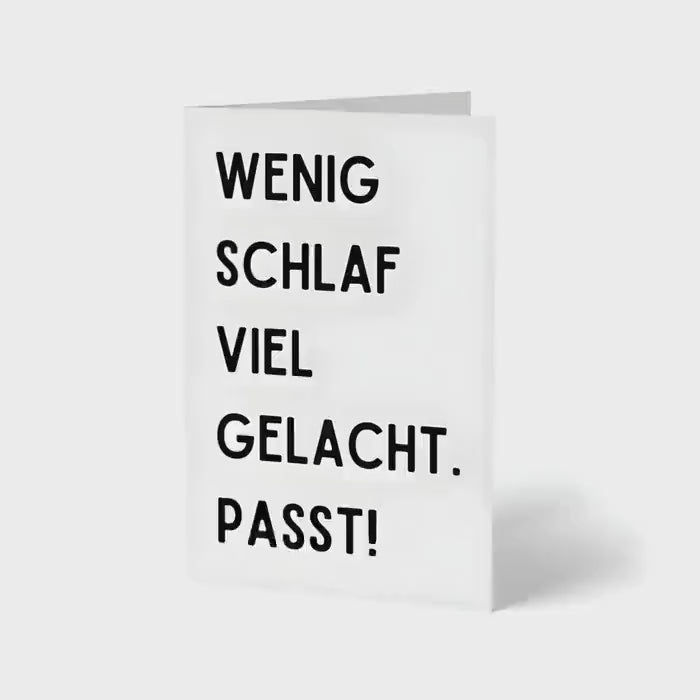 Geburtstagskarte "Wenig Schlaf viel gelacht passt" – minimalistisch – witzige Karte für Freunde, Party, Geburtstag, Feier