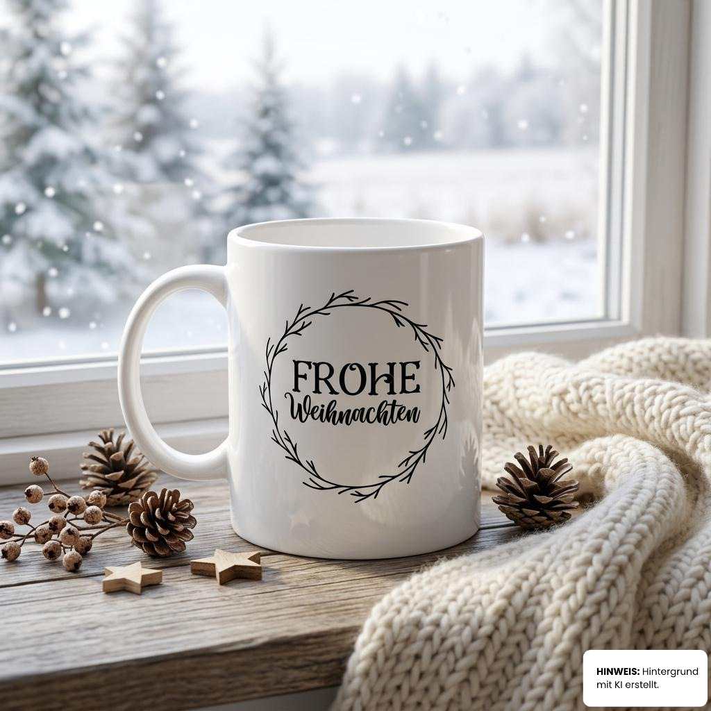 Tasse Rahmen-Serie am verschneiten Fenster – flyliving