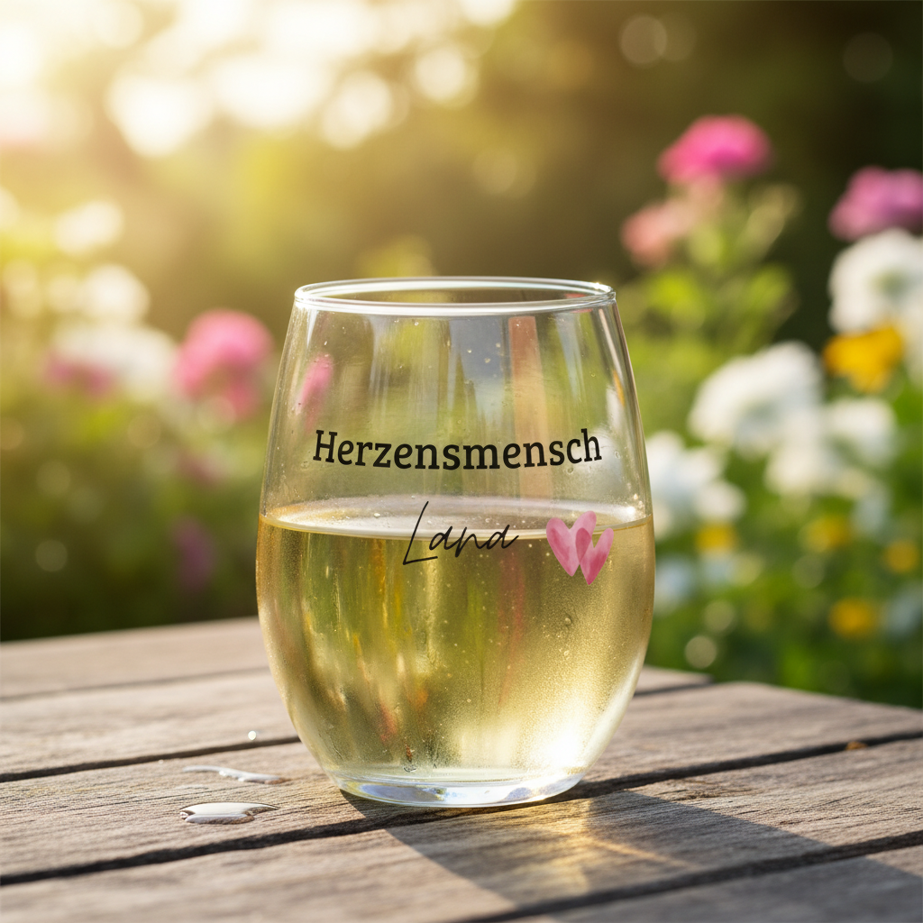 Weinglas ohne Stiel, Herzensmensch, Lieblingsmensch, mit Namen, personalisierbar, Geschenk beste Freundin