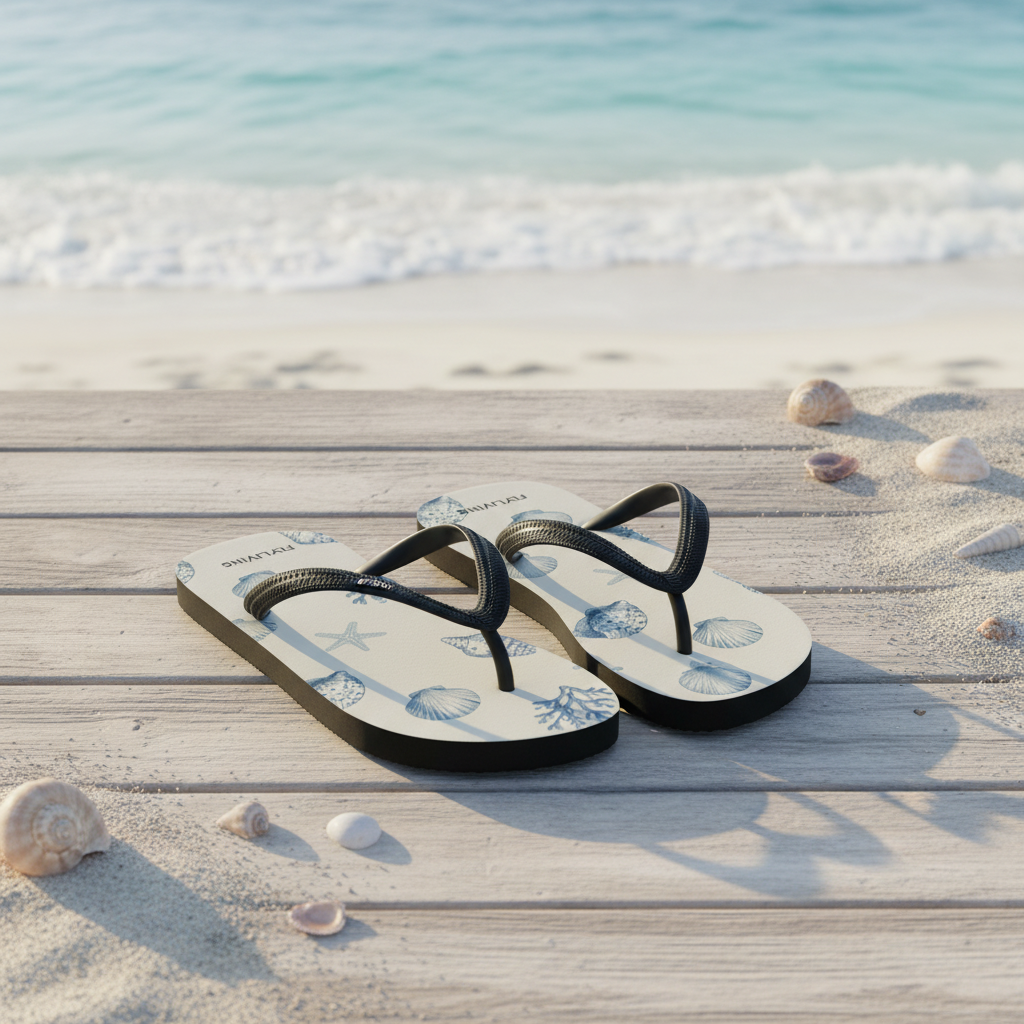 Flip-Flops „Sea Shells“, Leichte Sommer-Flip-Flops, Schlappen Strand, Meer, Pool