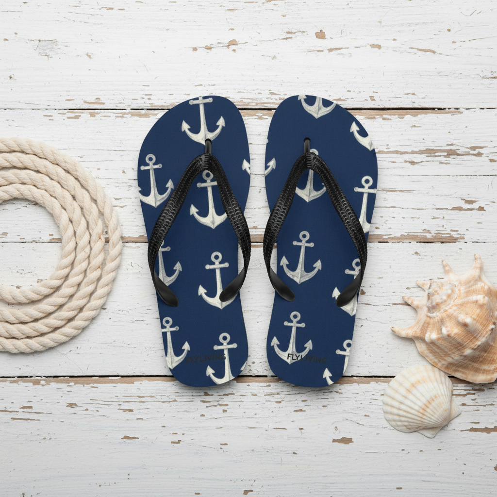 Flip-Flops „Navy Anchor“ | Maritime Sommer-Flip-Flops, Urlaub, Strand, Meer, Pool