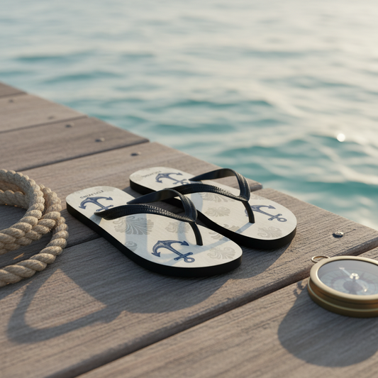 Flip-Flops „Vintage Anchor“ | Maritime Sommer-Flip-Flops, perfekt für Strand, Pool, Meer und Urlaub