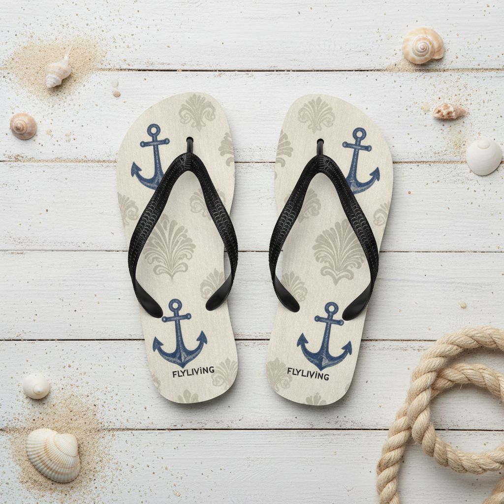 Flip-Flops „Vintage Anchor“ | Maritime Sommer-Flip-Flops, perfekt für Strand, Pool, Meer und Urlaub