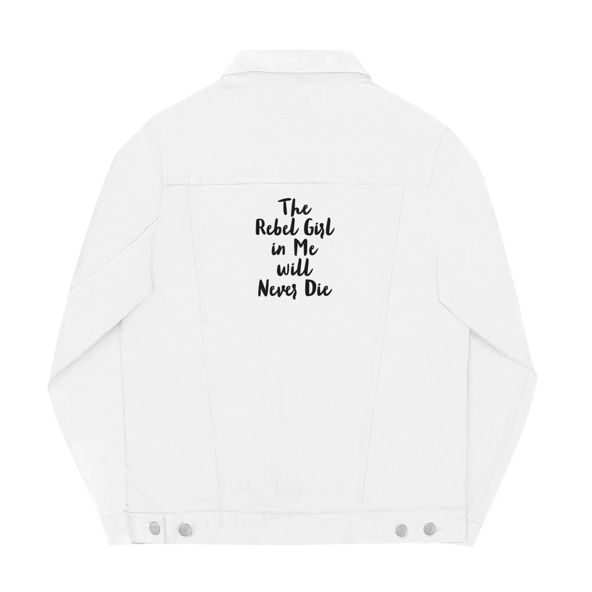 Denim Jacke "The Rebel Girl in Me Will Never Die", weiß