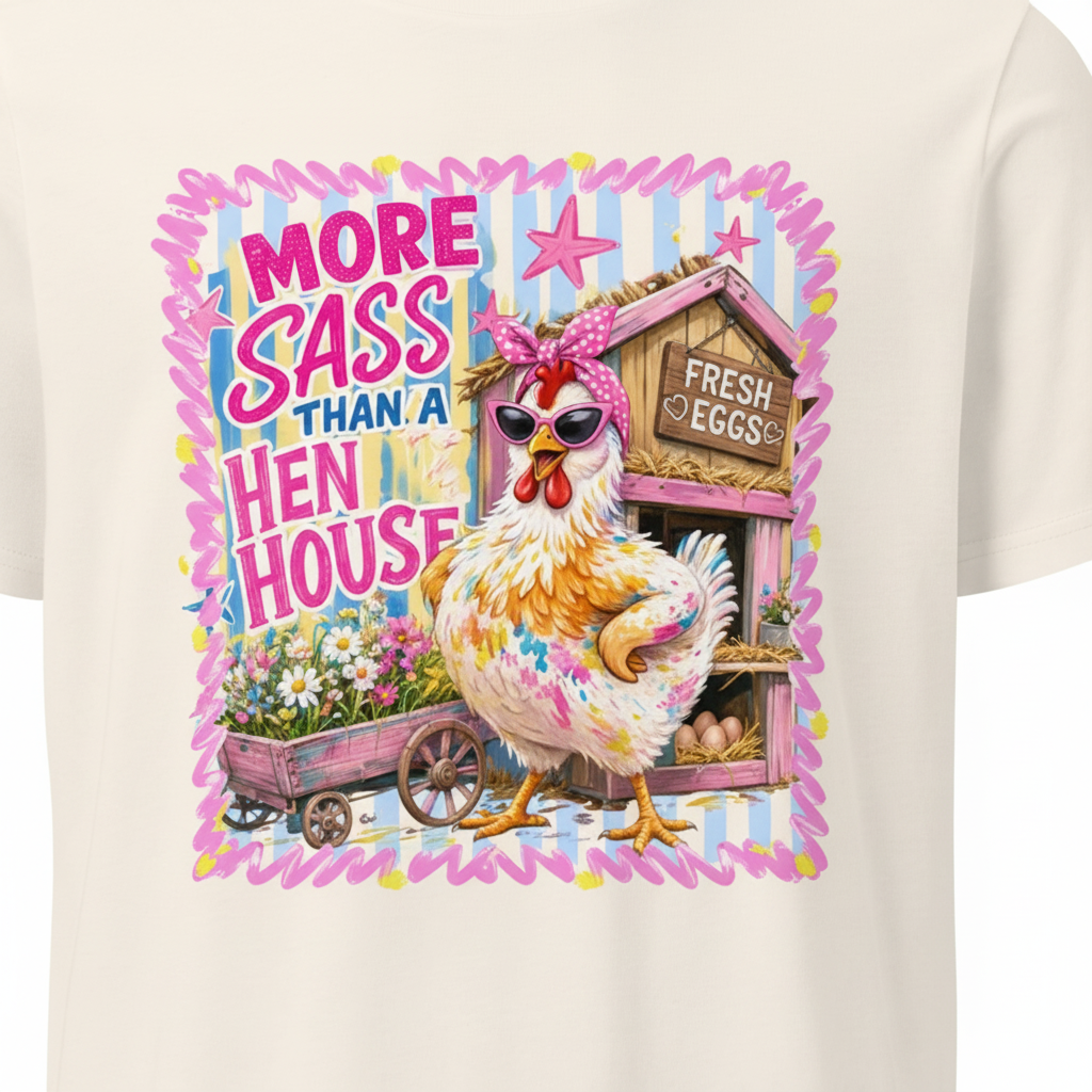Bio-T-Shirt „More Sass Than a Hen House“ | Sassy Chicken Tee