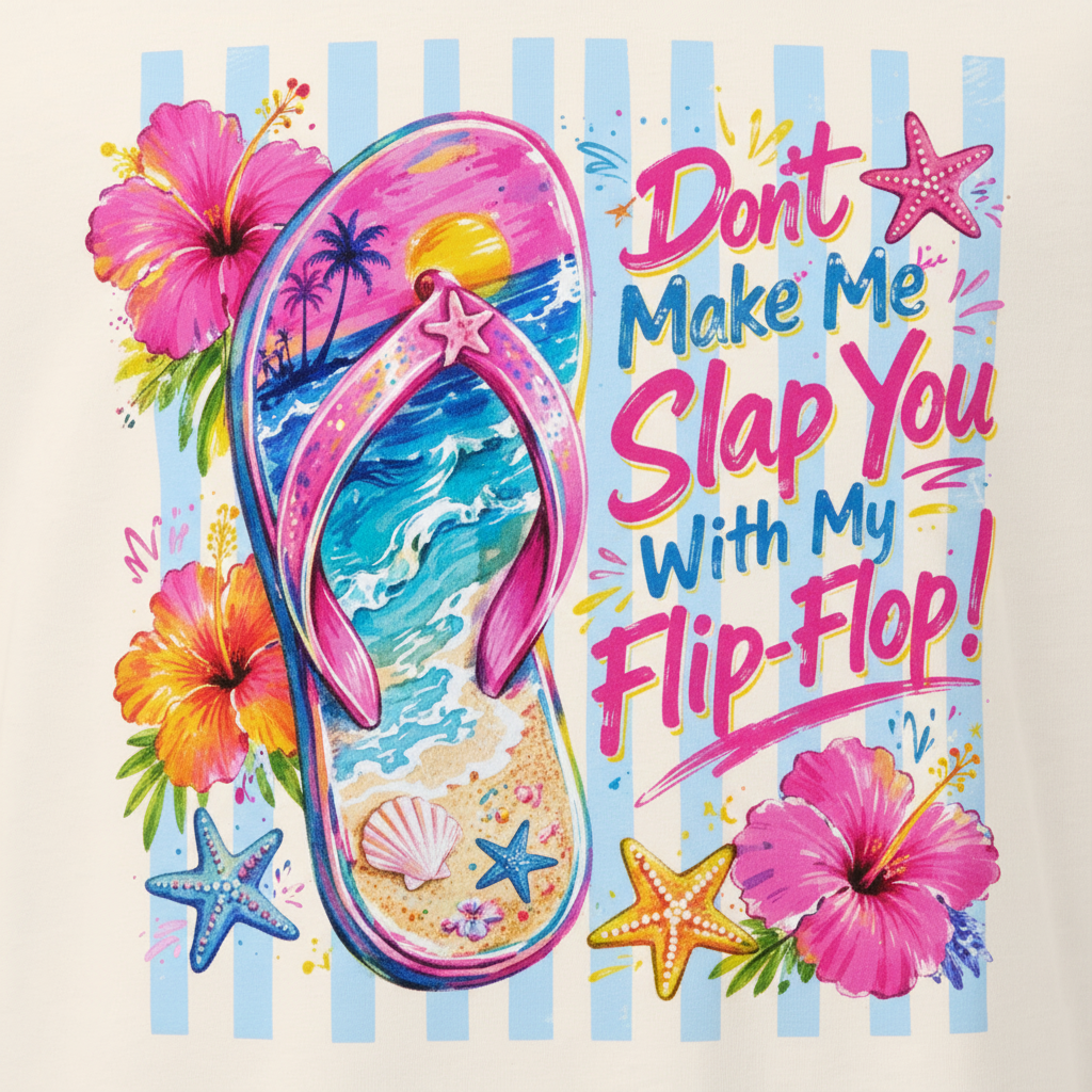 T-Shirt „Don’t Make Me Slap You With My Flip-Flop“ | Sassy Summer Tee