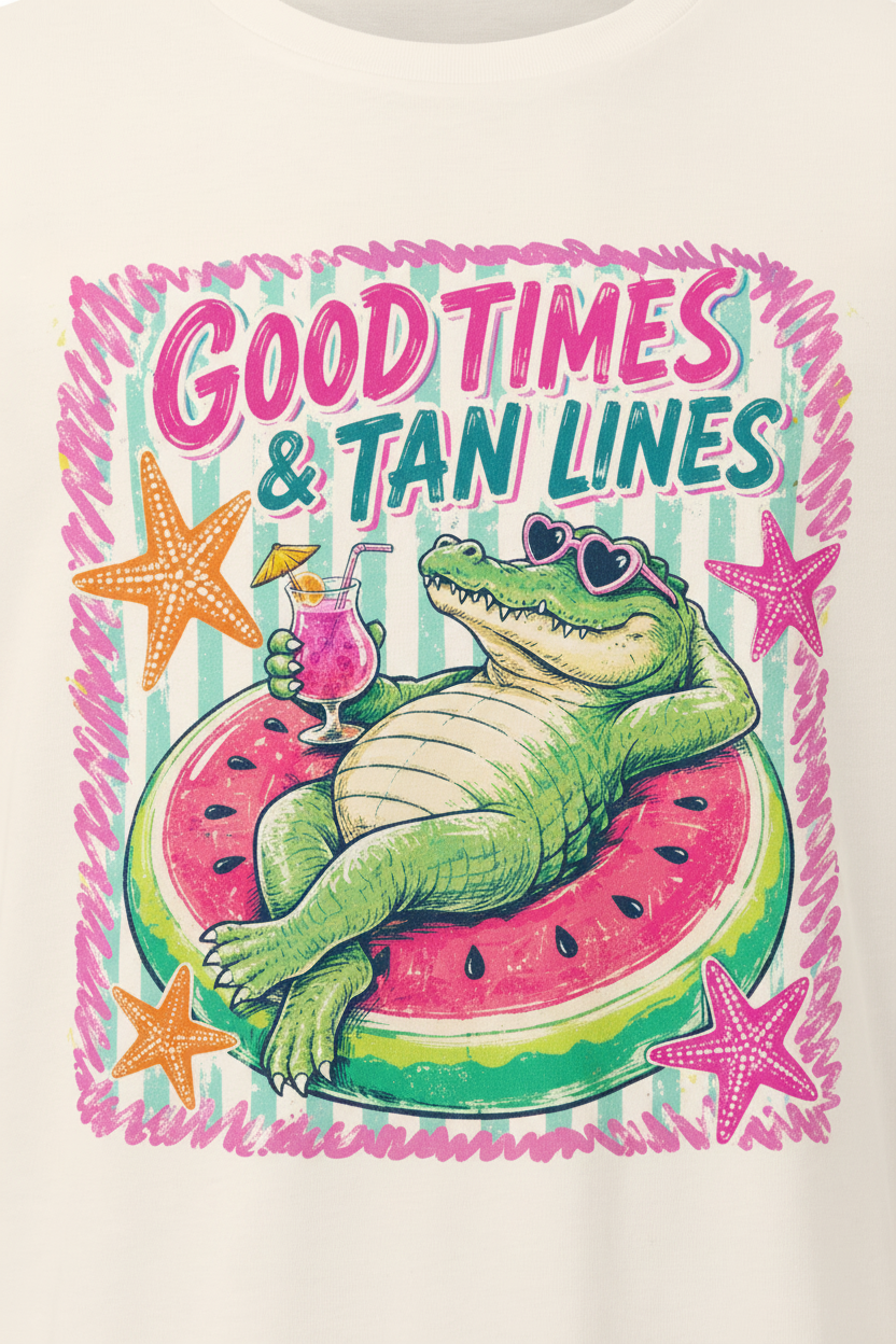 T-Shirt „Good Times & Tan Lines“ | Watermelon Croco Tee