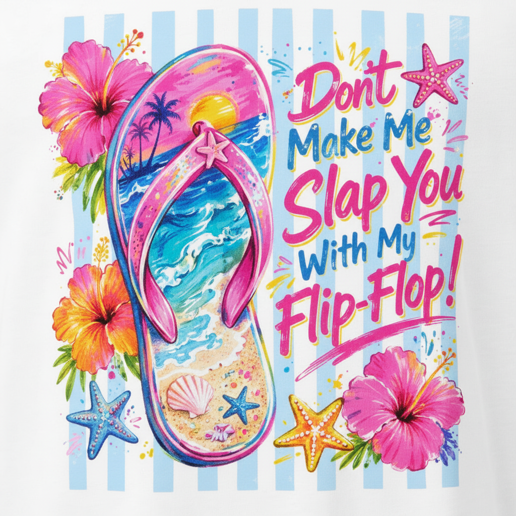 T-Shirt „Don’t Make Me Slap You With My Flip-Flop“ | Sassy Summer Tee