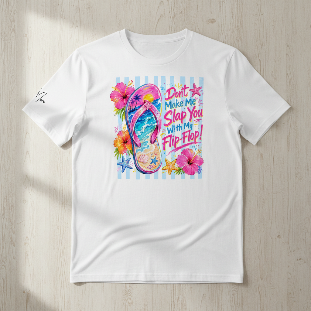 T-Shirt „Don’t Make Me Slap You With My Flip-Flop“ | Sassy Summer Tee