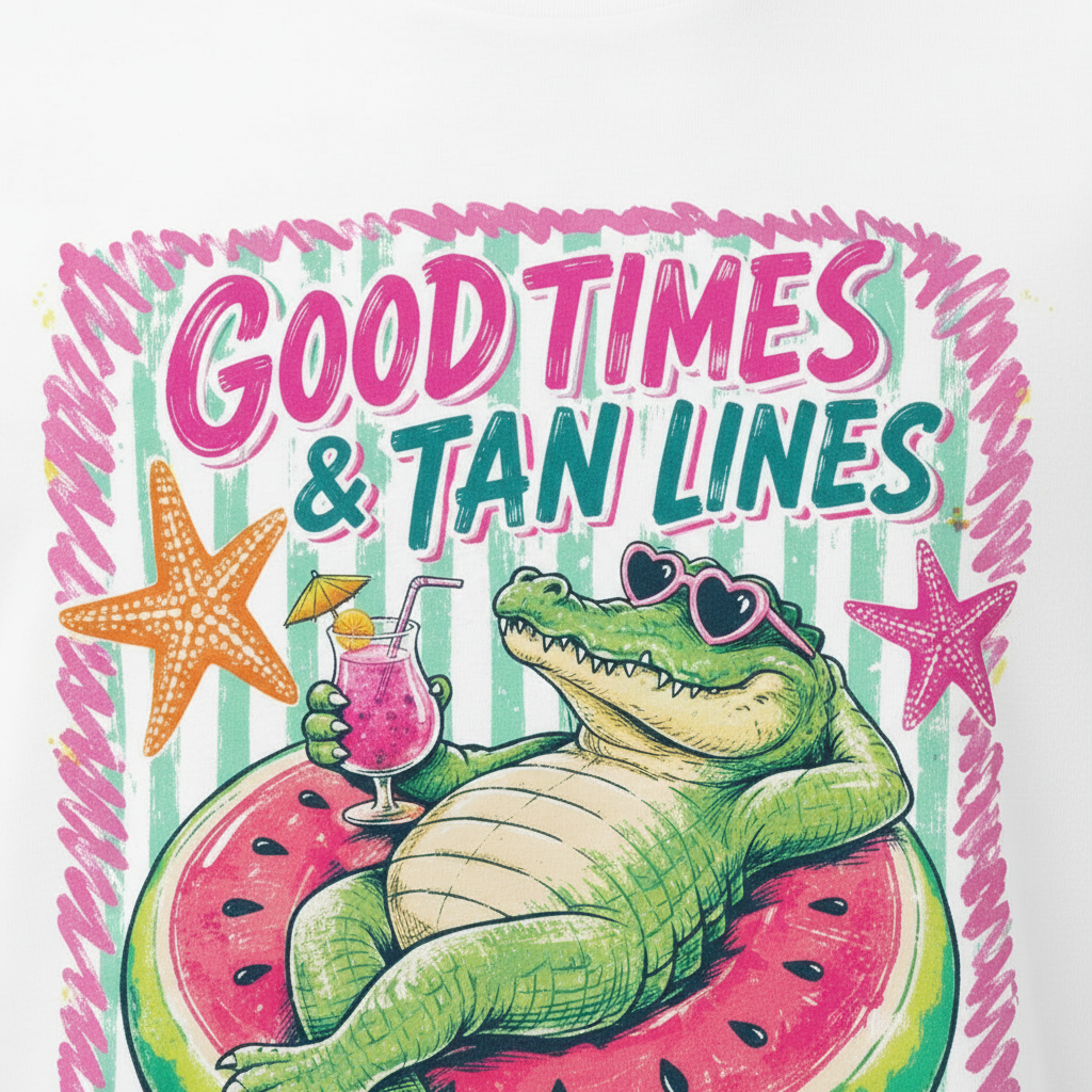 T-Shirt „Good Times & Tan Lines“ | Watermelon Croco Tee