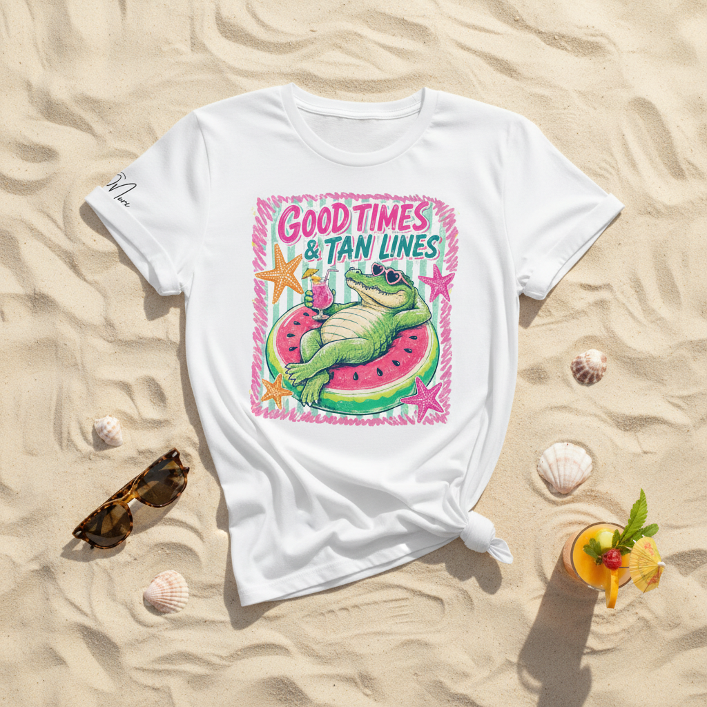 T-Shirt „Good Times & Tan Lines“ | Watermelon Croco Tee